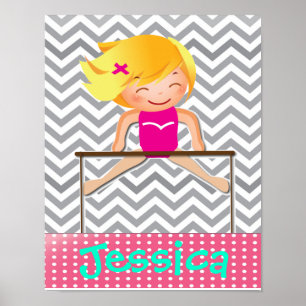 Personalised Gymnastics Girl Bar Poster