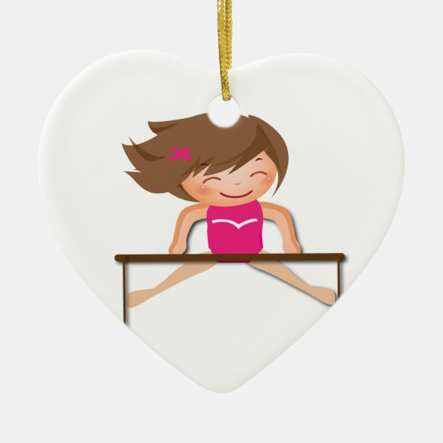 Personalised GYMNASTICS Girl Bars Gifts Ceramic Tree Decoration (Front)