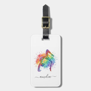 Personalised Gymnastics Glitter Luggage Tag