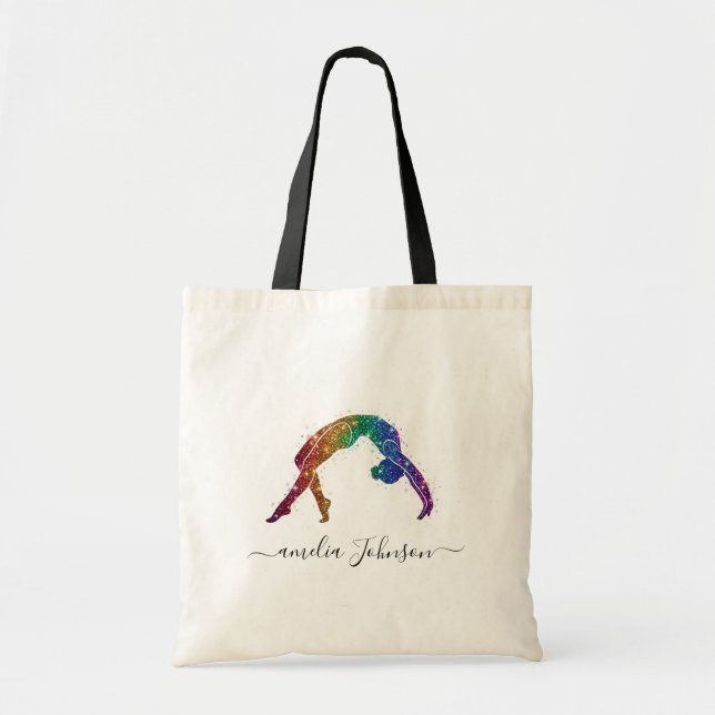 Personalised Gymnastics Glitter   Tote Bag (Front)