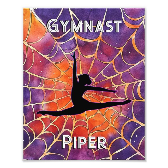 Personalised Gymnastics Halloween Spiderweb Photo Print (Front)