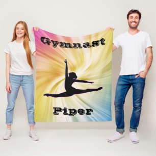 Personalised Gymnastics Rainbow Swirl Fleece Blanket