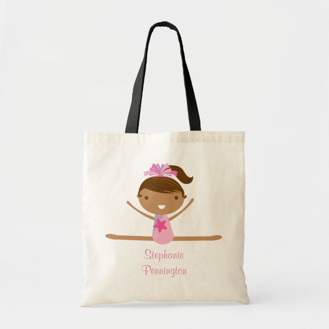 Personalised gymnastics reusable canvas tote bag (Front)