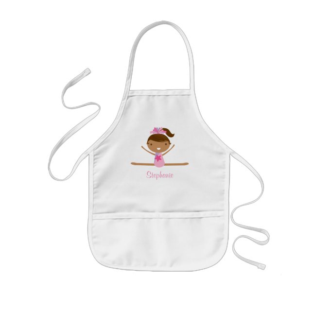 Personalised gymnastics split girl's kids apron (Front)