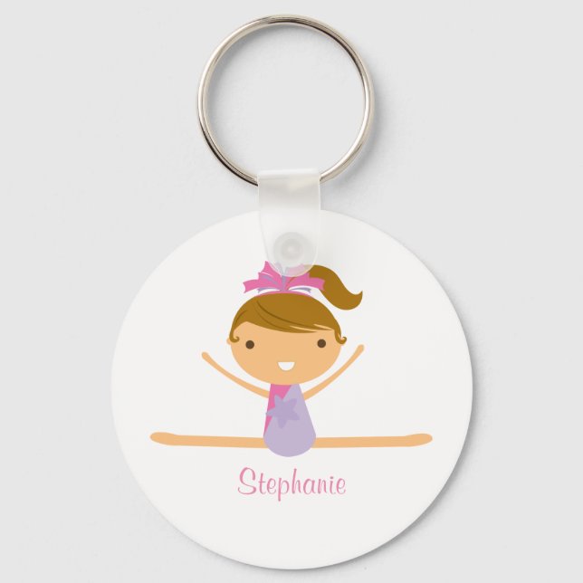 Personalised gymnastics split girls kids keychain (Front)
