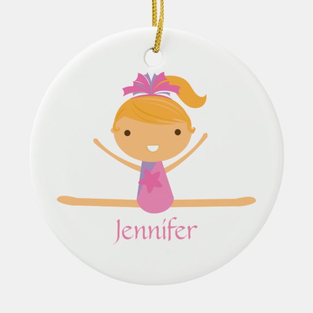 Personalised gymnastics split girl's kids ornament (Front)