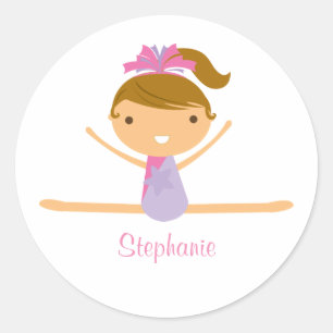 Personalised gymnastics split girl's kids stickers