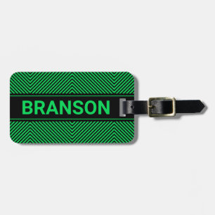 Personalised H Bar Green ED Luggage Tag