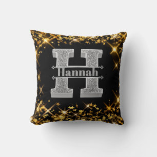 Personalised H Initial Silver Monogram Your Name Cushion