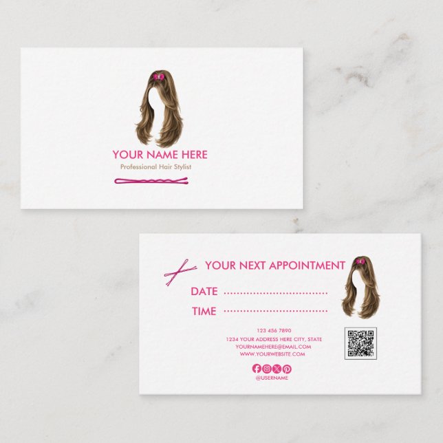Personalised Hair Stylist Appointment Card (Front/Back)