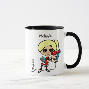 Personalised Hair Stylist Mug Caricature Blonde
