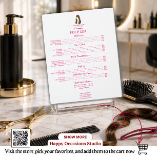 Personalised Hair Stylist Price List Plaque