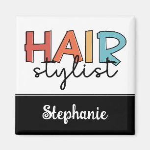 Personalised Hair Stylist Retro Hairdresser Gift Magnet