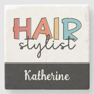 Personalised Hair Stylist Retro Hairdresser Gift Stone Coaster
