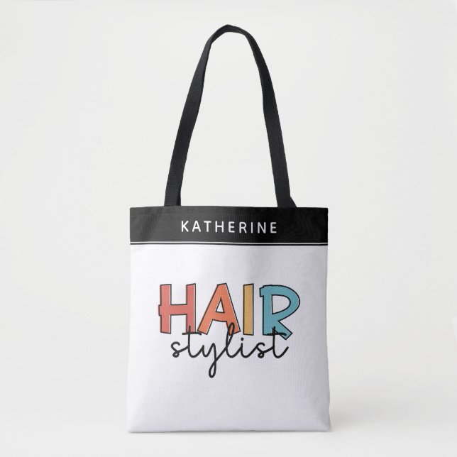 Personalised Hair Stylist Retro Hairdresser Gift Tote Bag (Front)