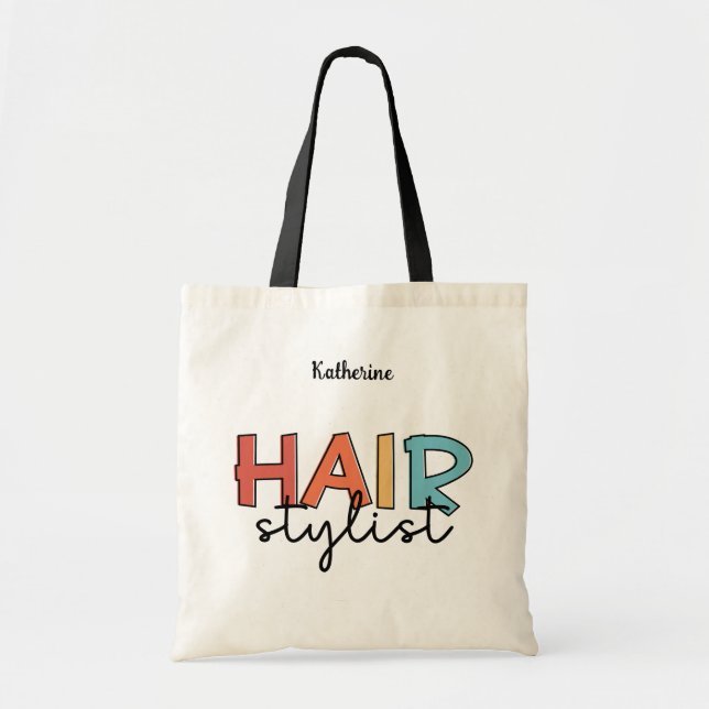 Personalised Hair Stylist Retro Hairdresser Gift Tote Bag (Front)