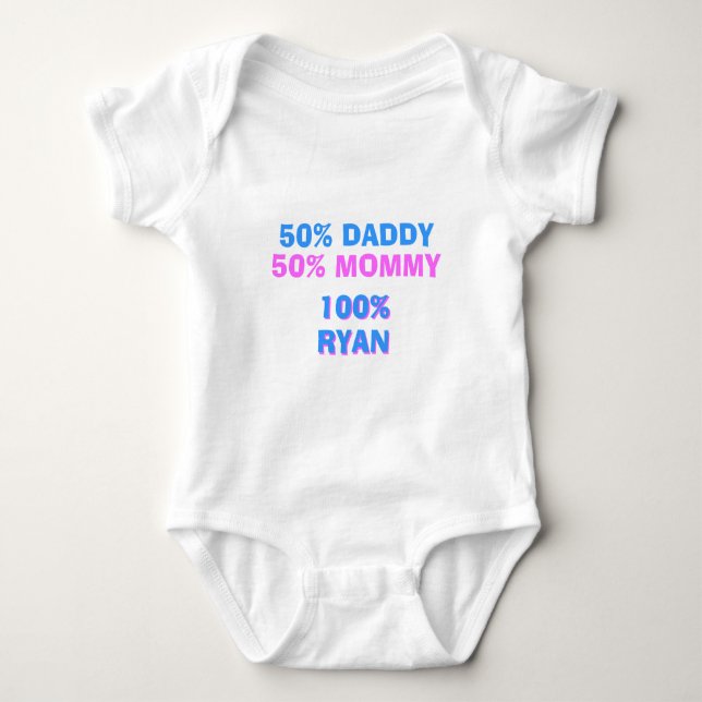 Personalised Half Mummy Half Daddy Boy Version Baby Bodysuit (Front)