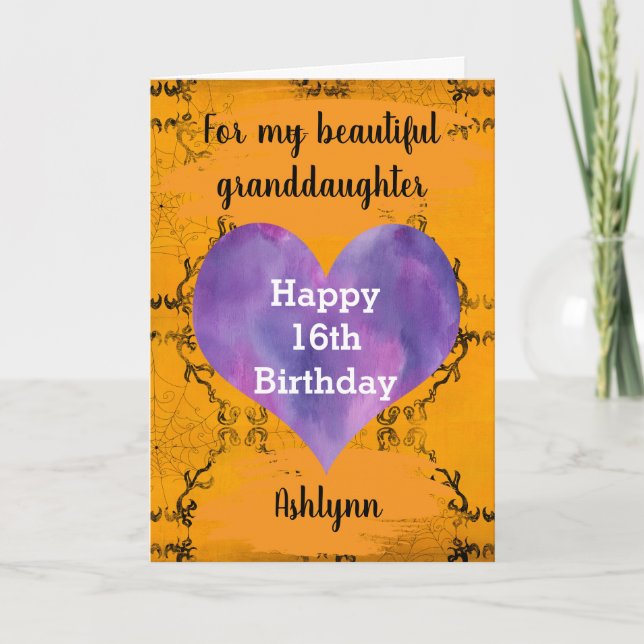 Personalised Halloween 16th Birthday Granddaughter Card (Front)