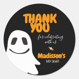 Personalised Halloween Baby Shower Classic Round Sticker