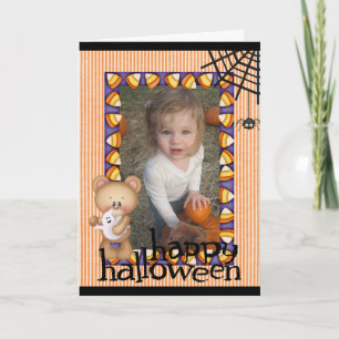 Personalised Halloween Bear Add Photo Card