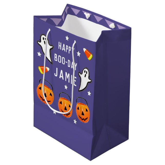 Personalised Halloween Birthday Medium Gift Bag (Front Angled)