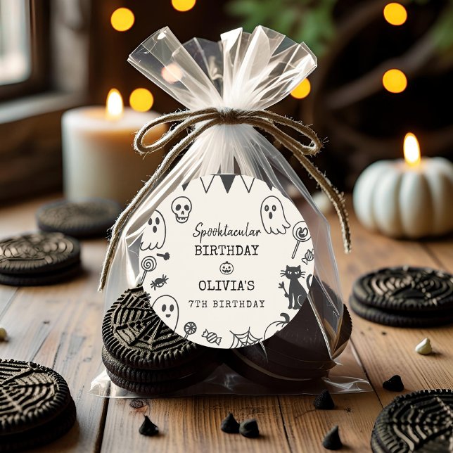 Personalised Halloween Birthday Paper Classic Round Sticker (Creator Uploaded)