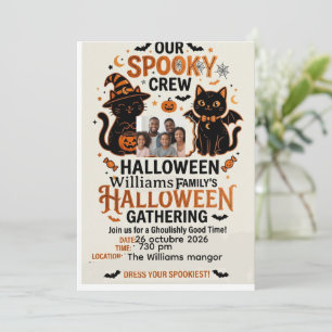 Personalised Halloween Black Cat Family Collection Invitation