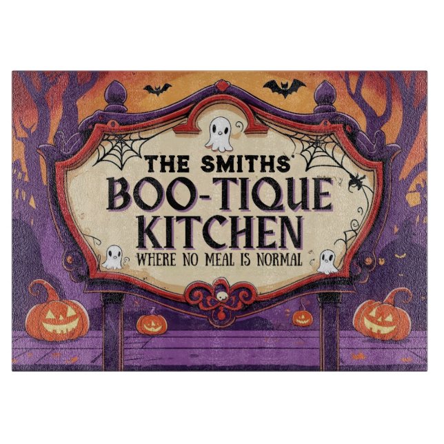 Personalised Halloween Boo-Tique Kitchen Cutting Board (Front)