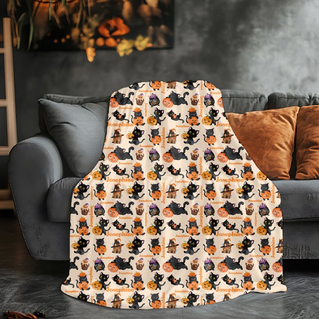 Personalised Halloween Cat Blanket – Cute Cat (Creator Uploaded)