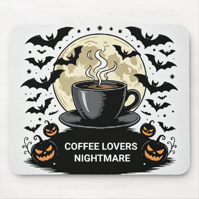 Personalised Halloween Coffee Lover Spooky Desk Mo Mouse Pad (Front)