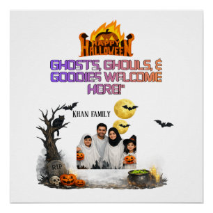 Personalised Halloween Family Photo Door Sign Gh