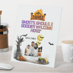 Personalised Halloween Family Photo Door Sign Gh
