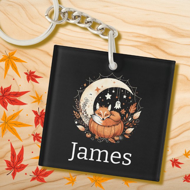 Personalised Halloween Fox and Ghost  Key Ring (Creator Uploaded)