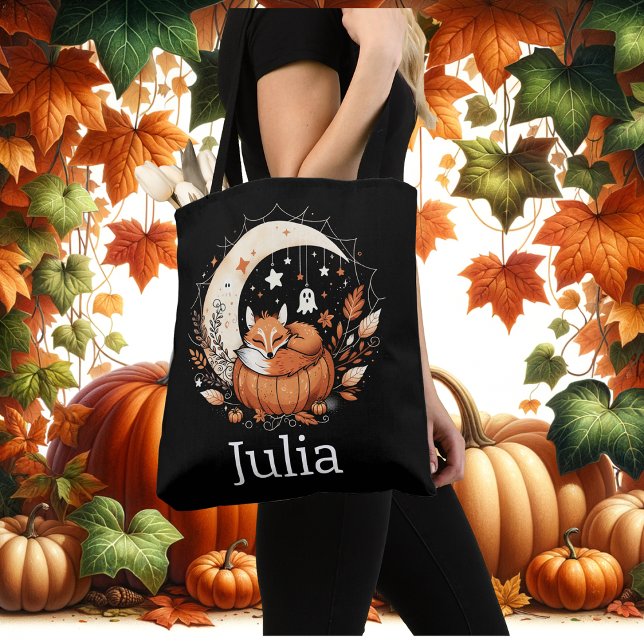 Personalised Halloween Fox and Ghost  Tote Bag (Creator Uploaded)