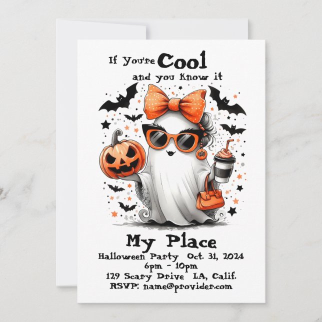 Personalised Halloween Ghost Funny Adult           Invitation (Front)