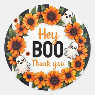 Personalised Halloween Ghost 'Hey Boo, Thank You' Classic Round Sticker
