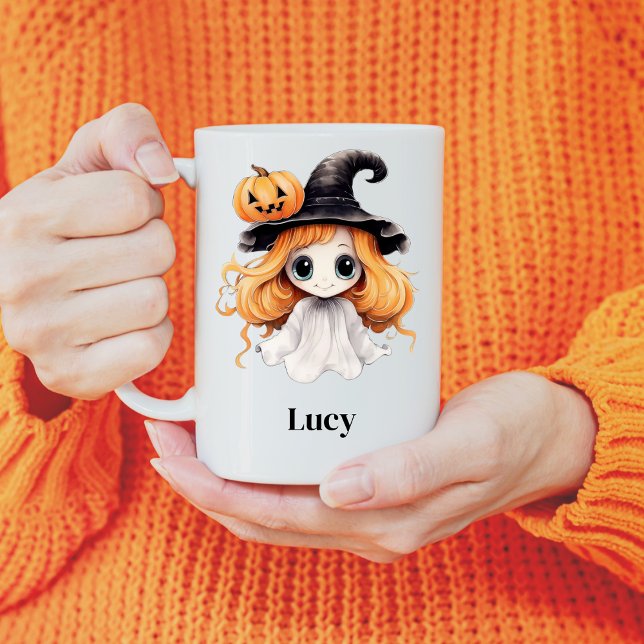 Personalised Halloween Ghost Witch Girl Coffee Mug (Creator Uploaded)