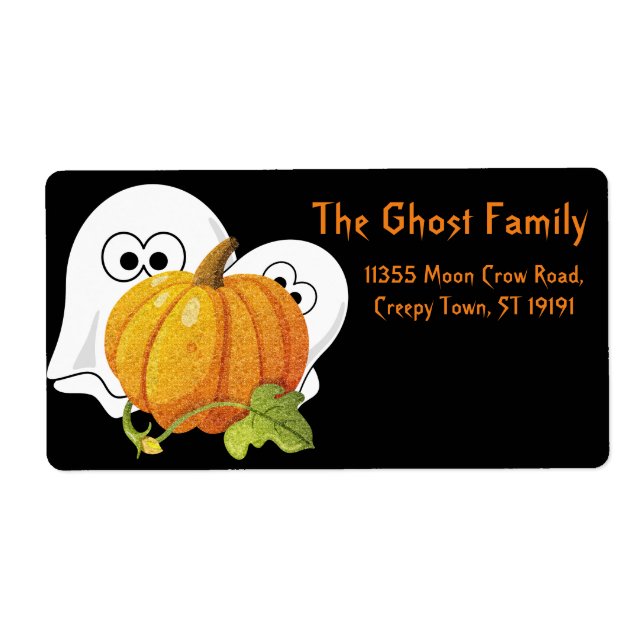 Personalised Halloween Ghosts Pumpkin Label (Front)