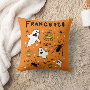 Personalised Halloween Ghosts, Pumpkins and Spider Cushion