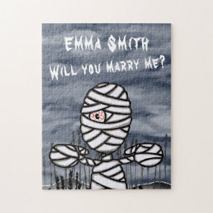 Personalised Halloween Horror Mummy Proposal Jigsaw Puzzle