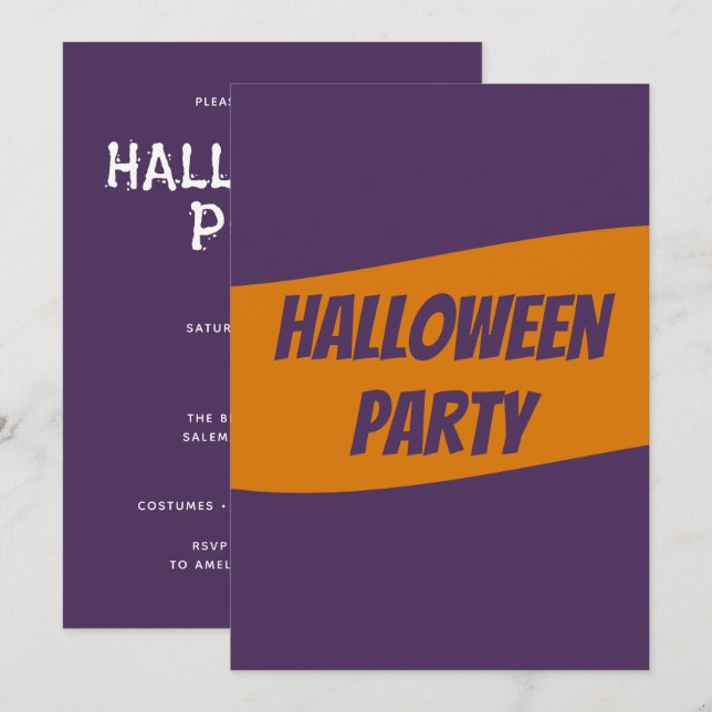 Personalised Halloween Invitation card (Front/Back)