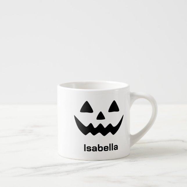 Personalised Halloween Jack O Lantern Pumpkin Face Espresso Cup (Right)