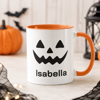 Personalised Halloween Jack O Lantern Pumpkin Face Mug