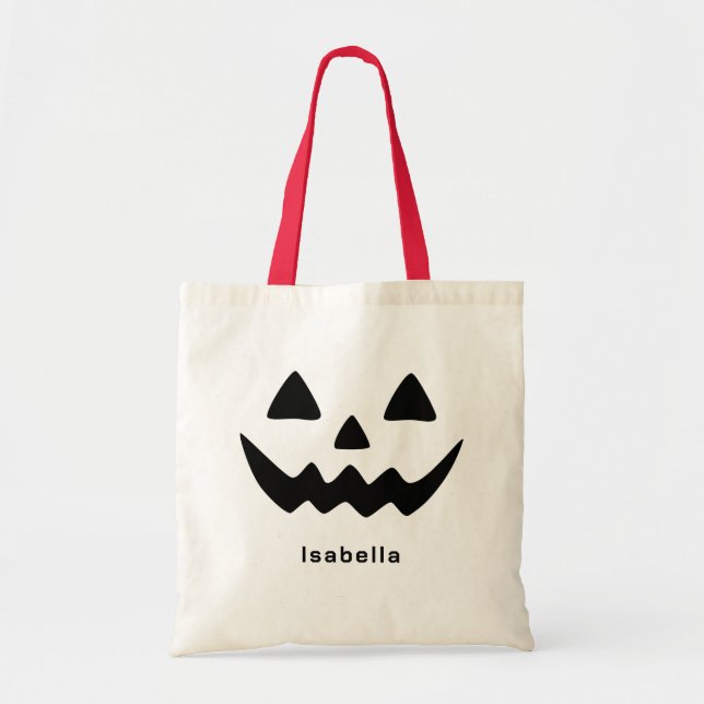 Personalised Halloween Jack O Lantern Pumpkin Face Tote Bag (Front)