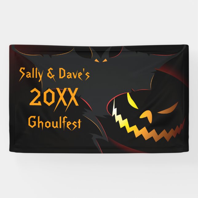 Personalised Halloween Party Banner Bat Lantern (Horizontal)