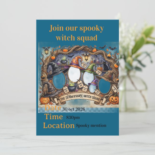 Personalised Halloween Photo  Spooky Witch Invitation (Standing Front)
