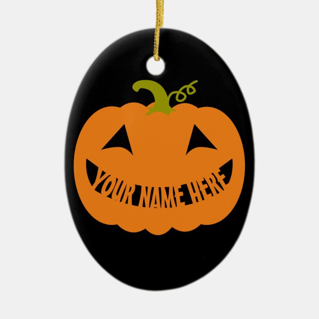 Personalised Halloween Pumpkin Ceramic Tree Decoration (Front)