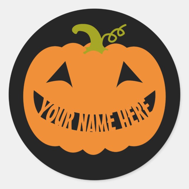 Personalised Halloween Pumpkin Classic Round Sticker (Front)