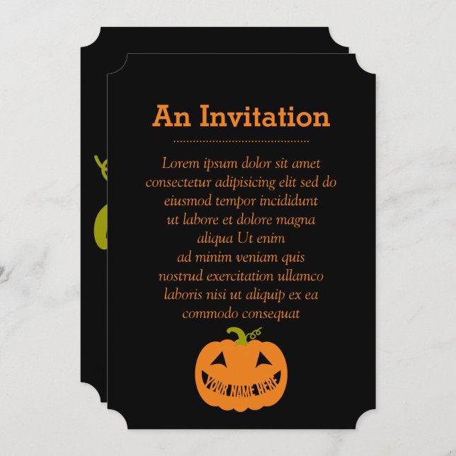 Personalised Halloween Pumpkin Invitation (Front/Back)
