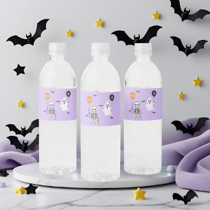 Personalised Halloween Skeleton & Ghost Birthday Water Bottle Label